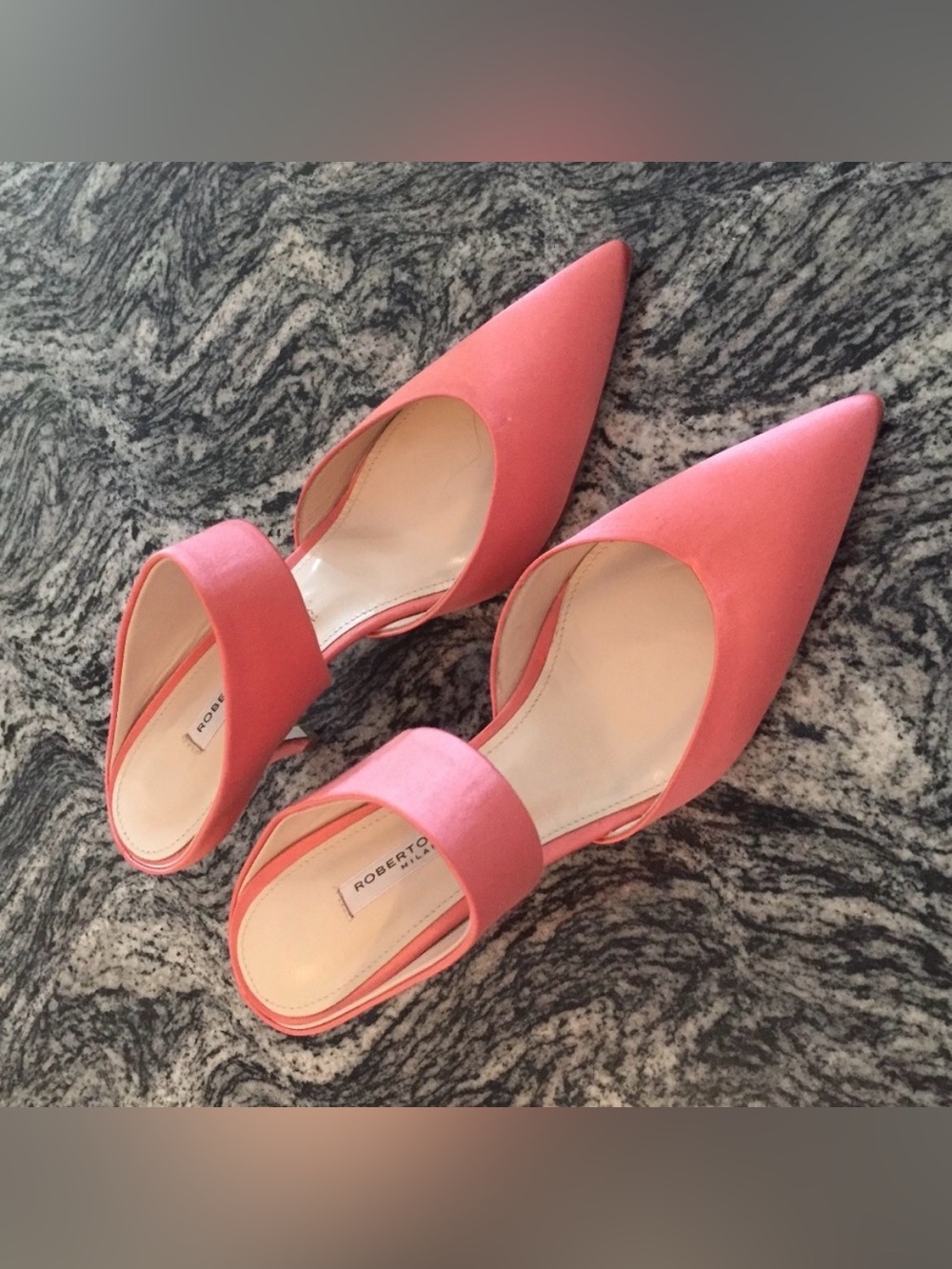 Roberto Festa Pink Milano Ballerina pink satin heels Size 39 or US 8